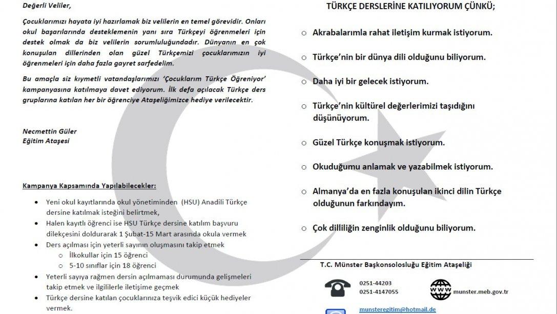 Türkçe Derslerine Katılım Başvuruları Hakkında Duyuru